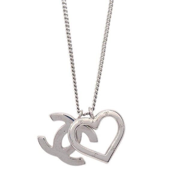 Chanel CC Heart Chain Necklace Silver 04P 194601 - Picture 1 of 4